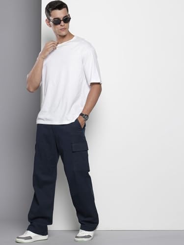 Image of The Indian Garage Co Men Relaxed Fit Geometric Print Mid-Rise Stretchable Cargos