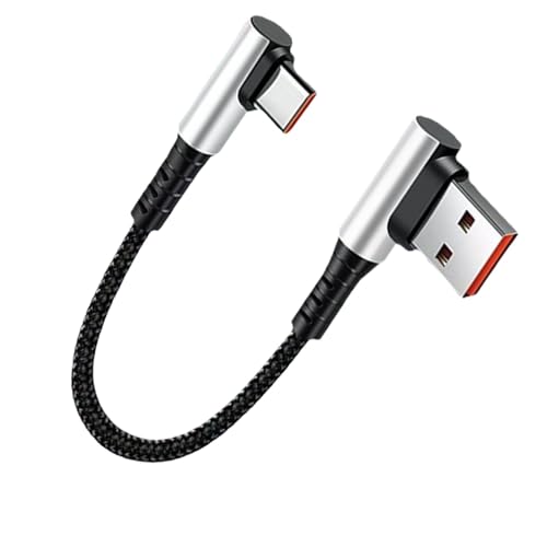 Cable de carga tipo C – Cable USB C corto, cable adaptador USB C de 90 grados | Cable de datos de carga rápida 6a, cargador tipo C de 90 grados, cable de datos de carga rápida corto p