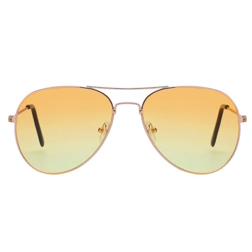 Image of OWL Aviator Pilot Sunglasses for Women and Men Size Medium Gold, Black, Silver, Bronze, Colorful Metal Frame