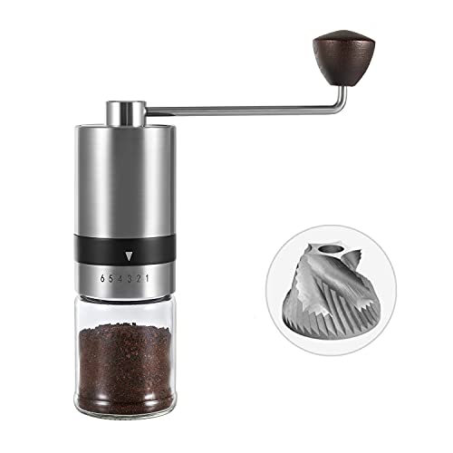 Vzaahu manuelle kaffeemühle Mit CNC-Edelstahl Kegelmahlwerk | Kaffeemühle Hand - Kaffeemühle Mechanisch | 6 Einstellbare…
