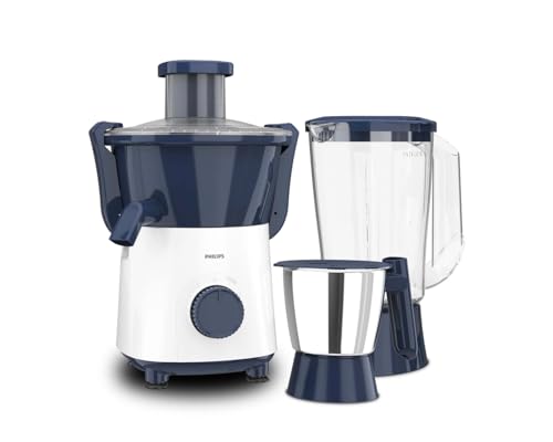 Image of Philips HL7567 /03 500W Juicer Mixer Grinder with 2 Stainless Steel Jars, 3 Speed Control with Pulse, Overload Protection, Powerful Motor for Grinding, Blending & Juicing, Deep Azure
