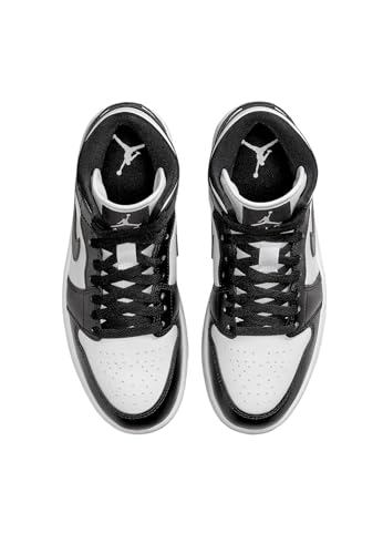 Air Jordan 1 Mid WMNS Sneakers, White/Black/White, Size 64