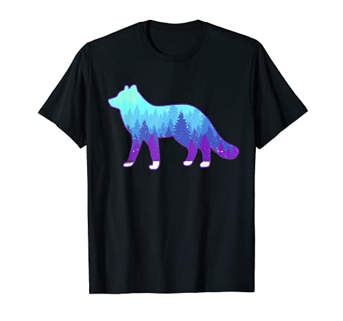 Arctic Fox Design with Landscape - Animal Print Arctic Fox T-Shirt