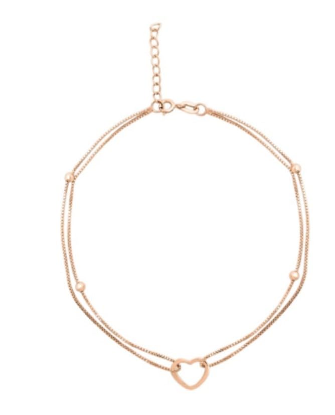 Rose Gold Color Heart Shaped adjustable Anklet for Women and Girls Pack of 2-image-30