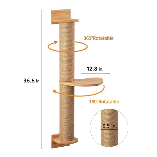 Árbol Actividad para Gatos con Rascador Pared Madera Natural miniatura 4