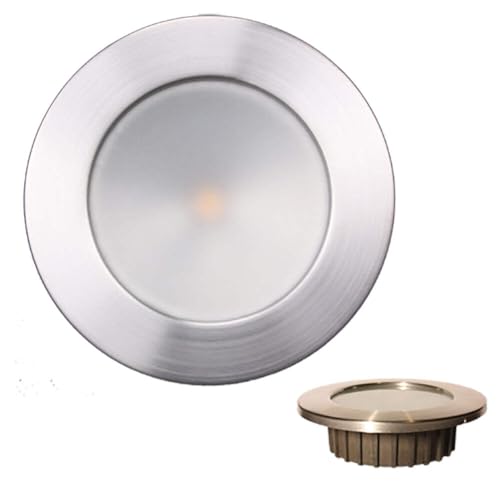 Lunasea “ZERO EMI” Recessed 3.5” LED Light - Warm White w/Brushed Stainless Steel Bezel - 12VDC