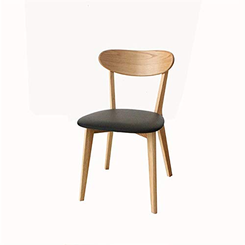 BBSYHUMM Solid Wood Chair, White oak Frame, Home Modern Dining Chair, Simple and Stylish Soft Seat, Casual and Comfortable Computer Office Chair (Color : Black)