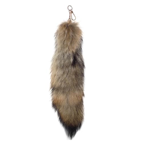 Fluffy Therian wolf Tail Keychain - Soft Fur Realistic Colors Durable Perfect for Cosplay Renaissance Fairs (1 wolf)