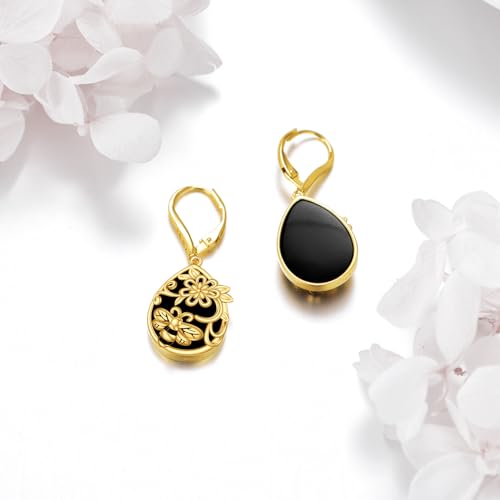 Image of LUHE Bee Earrings for Women 925 Sterling Silver Bumble Earrings with Honeycomb Honeybee Jewelry Dangle Gifts for Women
