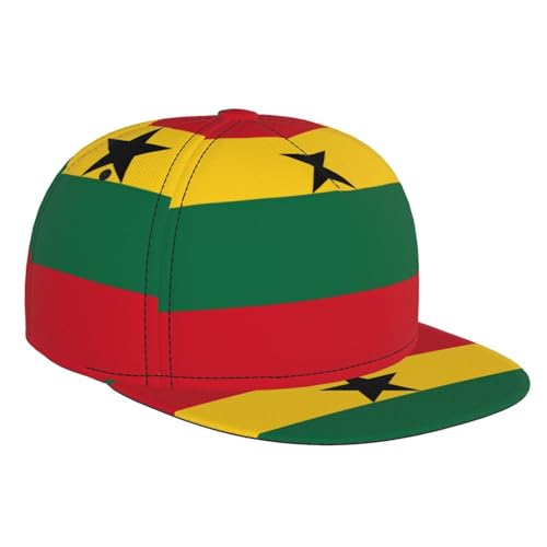 WSSYYBF Casquette de baseball drapeau du Ghana. Casquette unisexe à bord plat, imprimé sur toute la surface, casquette de baseball réglable noire