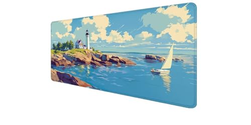 Tapis de souris XXL gaming 700x300mm antidérapant avec motif phare D1-739