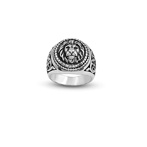 Bague chevalière lion argent 925 fait main pour homme style millésime