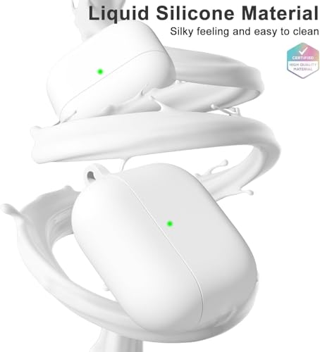 Image of Meyaar for Apple AirPods Pro 3 Case Cover with Keychain, Soft Skin Silicone Case Cover, Full Protective Case Cover Compatible with AirPods Pro (3rd Generation) Case 2025 (White)