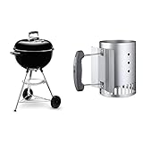 Weber Bar-B-Kettle Holzkohlegrill, 47 cm, Schwarz (1231004) & 7447 Compact Rapidfire Chimney Starter