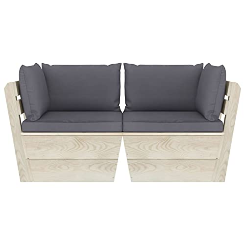 Genérico Sofá de palets de jardín 2 plazas con Cojines Madera de Abeto,Mobiliario,Muebles de jardín,Conjuntos de jardín,3063384 - imagen 4