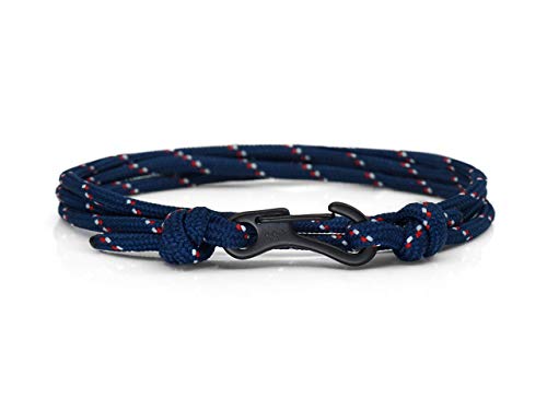 Eighty Eight Degrees Bracelet d’Escalade avec Mousqueton, Réglable, Bracelet d’Escalade Imperméable (Navy Stripe & Black)