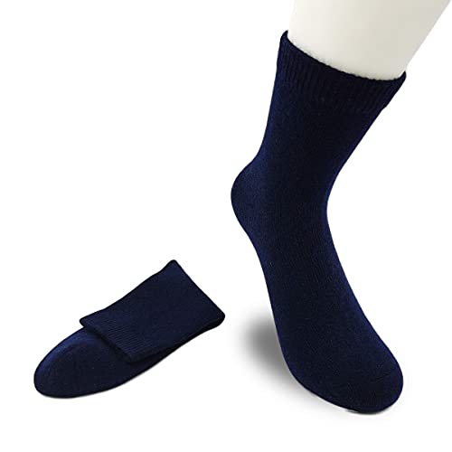 iMongol Chaussettes mongoles en pur cachemire, épais, unisexe, montant, décontracté, Bleu, 1 pièce