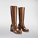 DREAM PAIRS Women's Knee High Boots Chunky Platform Heel Round Toe Boots for Women Side Zipper Stylish Comfortable Tall Boots,Size 7.5,Brown,DWUMKB2516