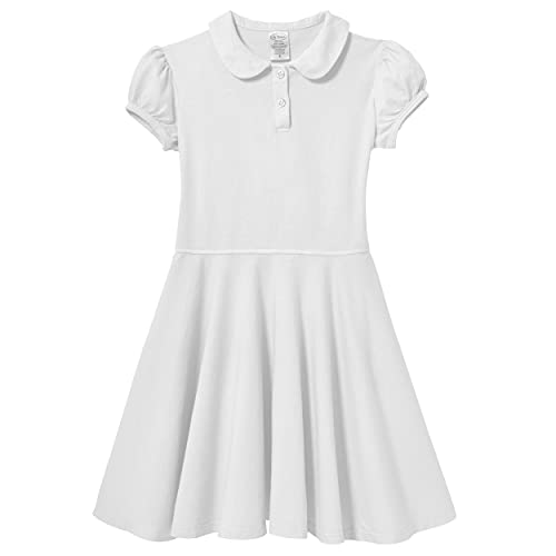 Image of City Threads Little Girls' Peter Pan Collar Cotton Polo Puff Tee Blouse Button Top Dress