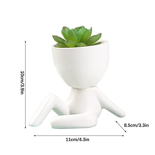 Tita-Dong Creative Human Shaped Flower Pots, Ceramic Succulent Planters, White Ceramic Pots for Home Office Decor (#5) - Image 2