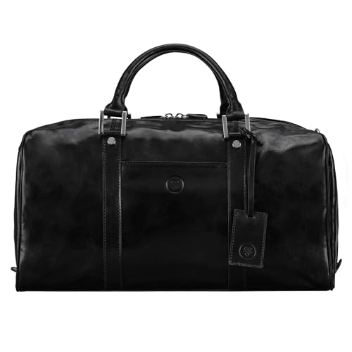 Maxwell Scott - Luxury Italian Leather Small Duffle Bag for Men Women - Hand Luggage Size - Made in...