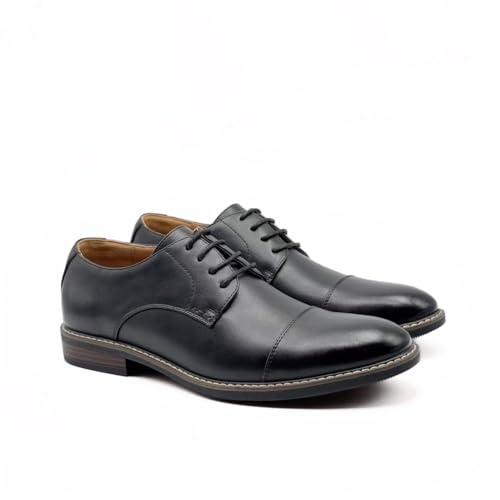 Image of Finishing & Sewing Men's Cap Toe Lace Up Oxford Dress Shoes