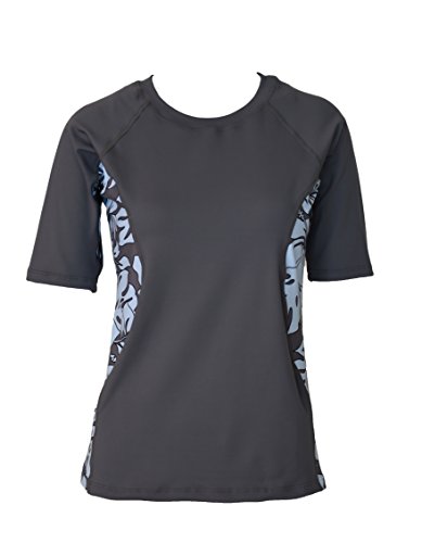 Private Island Women UPF 50+ Short Sleeve Top Swimsuit T-Shirt Rash Guard Workout (XXL, GwB)