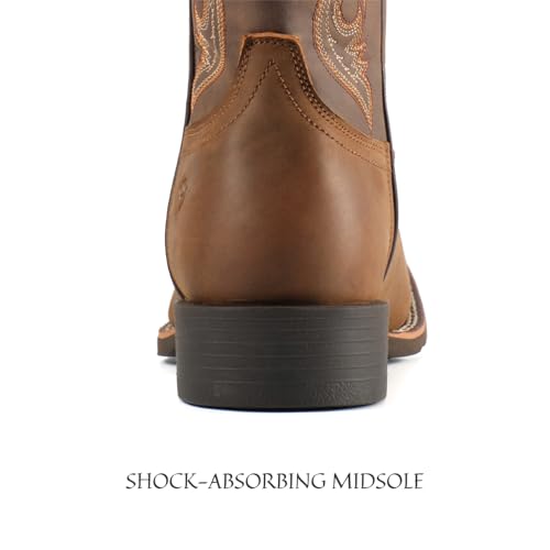 Image of SUREWAY Western Boots For Men - Mens Square Toe Cowboy Boot, Oil /Slip Resistant, Durable Fashionable Classic Pull on 10 Inch Mid-Calf Wellington Boots