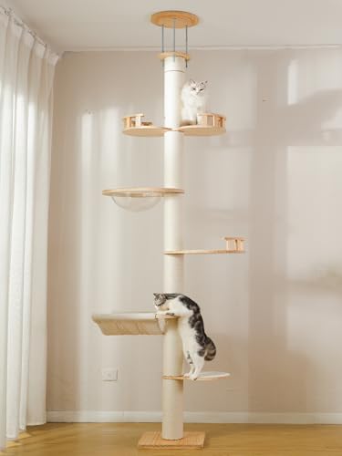 Torre Para Gatos De Piso A Techo Ajustable De 5 Niveles miniatura 1