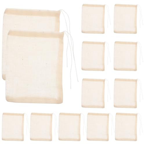 Healeved 50 Piezas Bolsas de Algodón para Colar Cordón, Ligeras y Reutilizables para Cocinar Sopas y Filtrar Especias o Infusiones