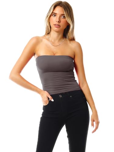 Image of MixMatchy Women's 3 Pack Tube Top Built-in Bra Strapless Ruched Bandeau
