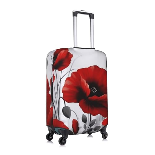 Red Poppy Flower Printed Luggage Cover Elastic, Washable, Universal Fit 18-32 Inch Travel Suitcase Cover Easy To Identify3