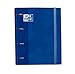 Archivador 4 anillas con recambio y goma Oxford, Tapa Extradura A4+ con Recambio 100 Hojas, Cuadrícula 5x5, Color Azul