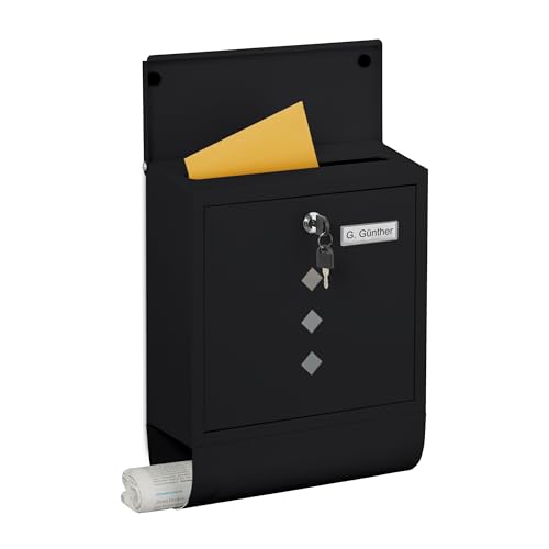 Relaxdays Briefkasten mit Sichtfenster, Metall, 4 Schlüssel,...