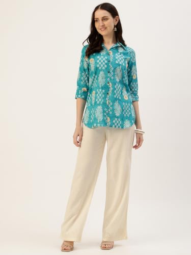 Image of feranoid Classic Collared Cotton Shirt with 3 /4 Sleeve for a Timeless Casual Look
