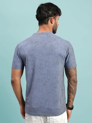 Image of Lux Nitro Men's Cloud Burst Printed Half Sleeve T-Shirt | Cotton Blend Round Neck Tee | Regular Fit Casual Wear