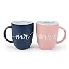 Lighthouse Christian Products Mr and Mrs Blue and Pink 13 ounce Ceramic Coffee Mugs Set of 2