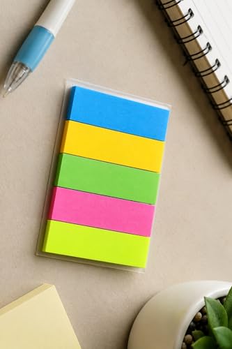 Image of Writable Transparent Sticky Tabs - 5 Color Repositionable Page Markers & Book Flags for Documents, Reports, Planners, Office and School Supplies 2 Pack (4)