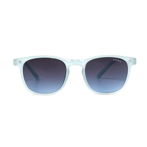 Image of Matte Sky Blue Magnetic Clip-On Eyeglasses - TR90 Frame with Polarized & Gradient Sun Shades
