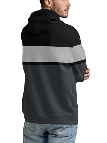 Mens Hoodies Pullover Color Block Casual Drawstring Long Sleeve Sweatshirt Tops with Pocket3