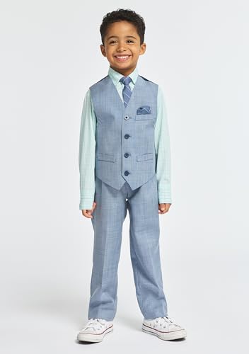 Image of IZOD Boys' 4-piece Formal Dress Up Suit Set, Vest, Pants, Collared Shirt, and Tie
