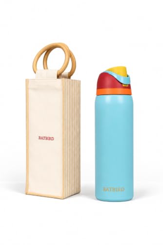 Image of Stainless Steel Water Bottle 32 oz with Flip Lid and Carry Loop (Cyan Blue, 960 ml)