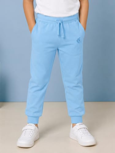 Image of KiddoPanti 100% Cotton Track Pants for Boys & Girls | Soft Single Jersey Fabric | Elastic Waist with Drawcord | Full Length with Rib Hem & Pockets | Joggers and Lowers for Kids