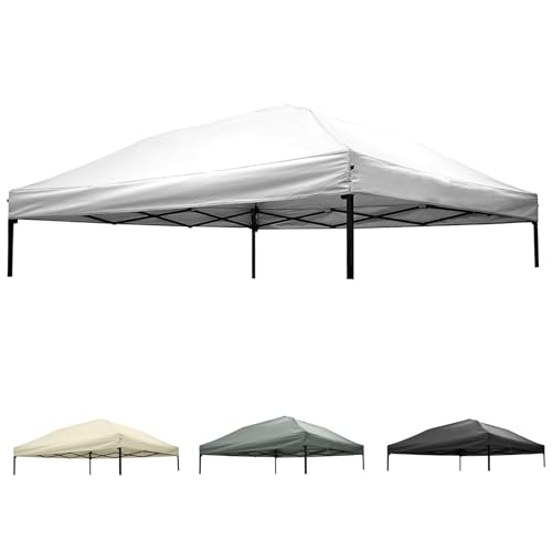 10x10 Canopy Replacement top,10x10ft Pop Up Canopy Top Cover,Silver Coated Durable Replacement Canopy top for Straight Leg Canopy Frame,White(1 PCS Top Cover Only)