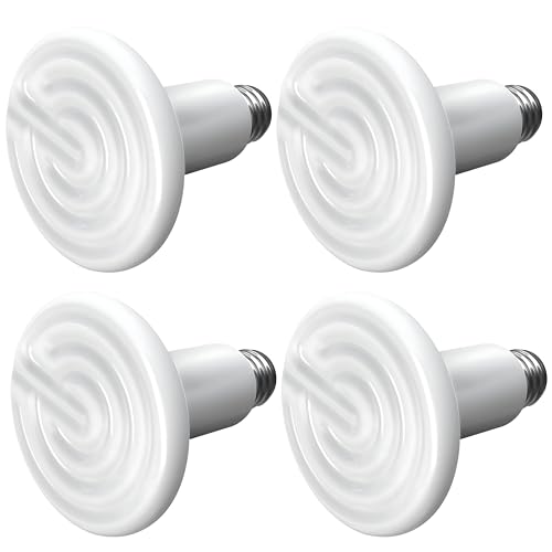 Simple Deluxe 100W Reptile Heat Lamp Bulbs, Pack of 4 Ceramic Heat Emitters for Amphibian Pet & Incubating Chicken (White, 100 Watts) - image 8