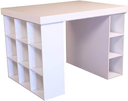 Project Center Desk with Bookcase and 3 Bin Cabinet - White