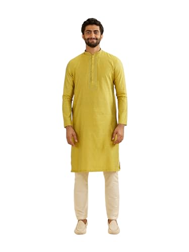 Image of Manyavar Men's Art Silk Blend Jacquard Kurta Set (2pcs)