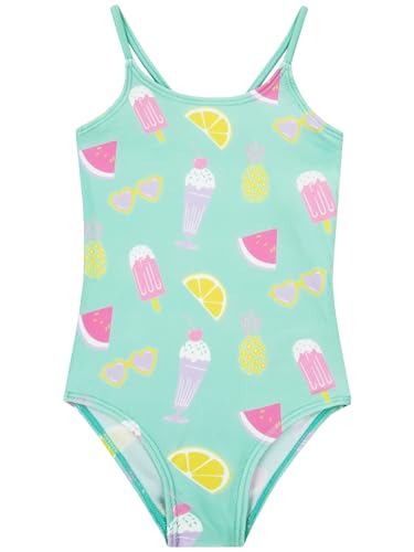 Harry Bear Girls Swimming Costume | Ice Cream Girls Swimsuit | One Piece Swimsuit for The Beach Or Pool | Green 6-7 Years