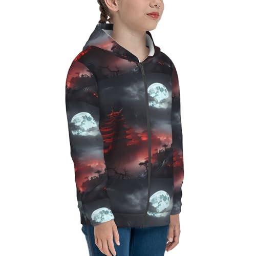 Shogun Full Moon Kids Pullover Hoodies Boys Zip Up Sweatshirts Girls Athletic Clothes with Pocket4