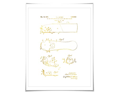 Ballet Slipper Gold Foil Patent Illustration. 7 Foil Colours. Ballet Shoe. Ballerina Dancer. Vintage